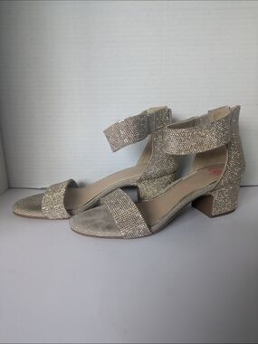 GB girls Gold Glitter Block Heel Sandals